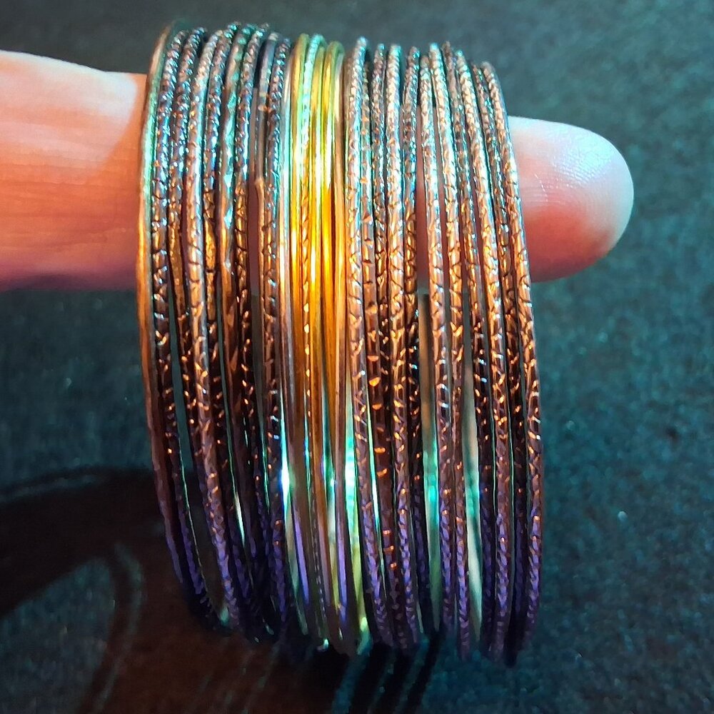 Bangle Bracelets - 27 Assorted Gold/Silver/Black … - image 8